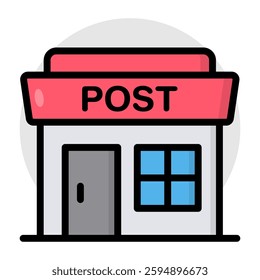 A colored design icon of post office