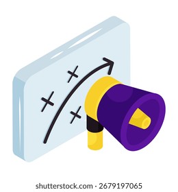 Ein farbiges Design-Symbol der Werbestrategie
