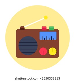 A colored design icon of radio