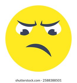 A colored design icon of sad face