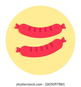 A colored design icon of sausage