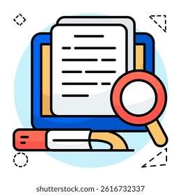 A colored design icon of search paper