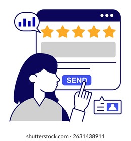A colored design icon of send feedback