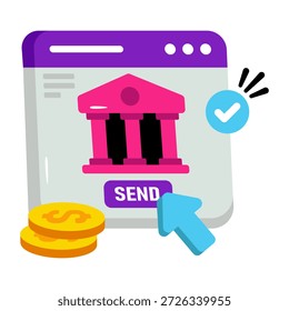 Un icono de diseño coloreado de enviar dinero en línea 