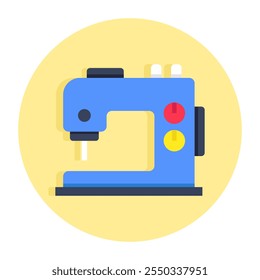 A colored design icon of sewing machine