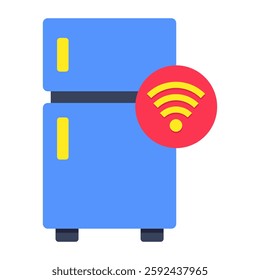 A colored design icon of smart fridge