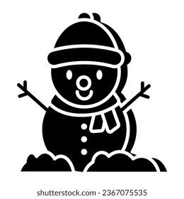 A colored design icon of snowman 