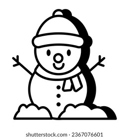 A colored design icon of snowman 