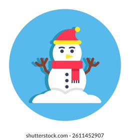 A colored design icon of snowman
