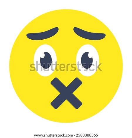 A colored design icon of speechless emoji