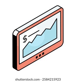 A colored design icon of streamline chart