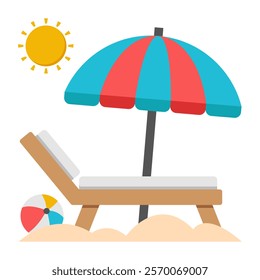 A colored design icon of sunbath
