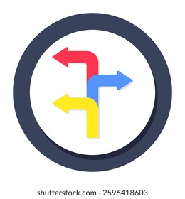 A colored design icon of three way Intersection