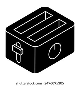A colored design icon of toaster
