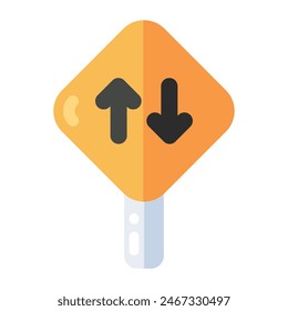 A colored design icon of two way roadboard