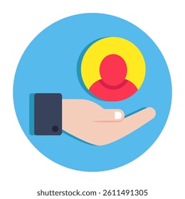 A colored design icon of user care