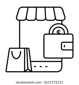 A colored design icon of wallet