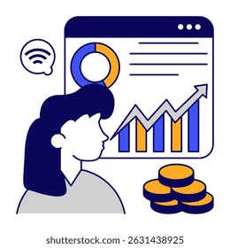 Icono de diseño coloreado de estadísticas de Web