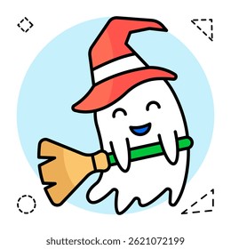 A colored design icon of witch