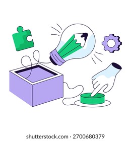 Una ilustración de diseño coloreado de escritura creativa