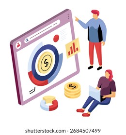 A colored design illustration of financial data analytics