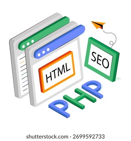 Una ilustración de diseño coloreado de Sitio web html 