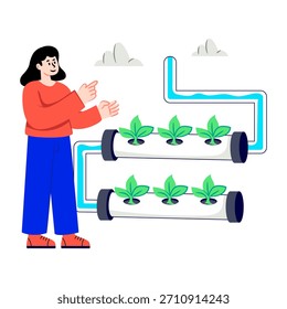 Una ilustración de diseño coloreado de hidropónico
