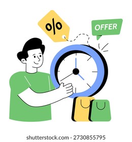 Uma ilustração de design colorido de oferta de tempo limitado 