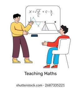 Uma ilustração de design colorida da aula de matemática