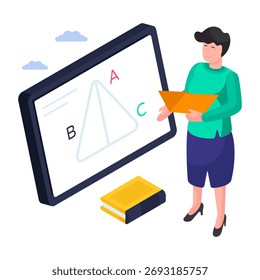 A colored design illustration of online math class 