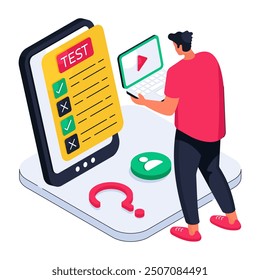Una ilustración de diseño coloreado de prueba en línea

