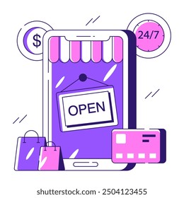 A colored design illustration of open board

