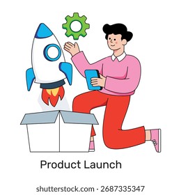 Una ilustración de diseño coloreado del lanzamiento del producto