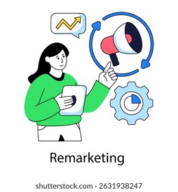 Uma ilustração de design colorida de remarketing