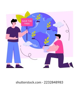 A colored design illustration of save the tree