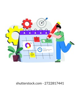 Una ilustración de diseño coloreado de la gestión de horarios
