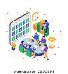 A colored design illustration of timetable