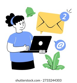 A colored design illustration of unread email