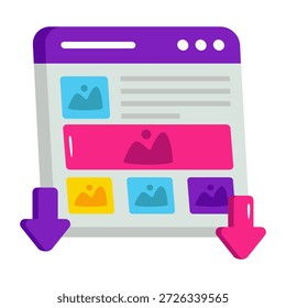 Una ilustración de diseño coloreado de Descarga de contenido de Web 