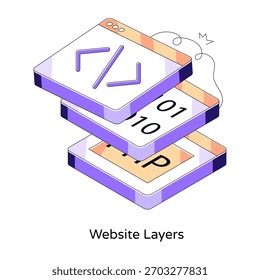 Eine farbige Designgrafik von Webseiten-Ebenen