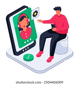 Una ilustración de diseño coloreado de coche móvil

