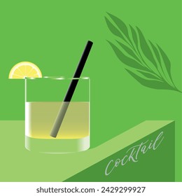 Colored detailed cocktail Vector illustration