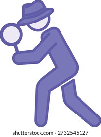 Ícone Colorido de Detetive. Ilustração vetorial. Homem de Chapéu Olhando Através de Uma Lupa. Investigação de Crimes Misteriosos. Conceito de polícia