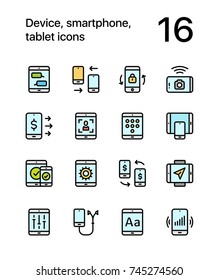 Colored Device, smartphone, tablet icons for web and mobile design pack 2