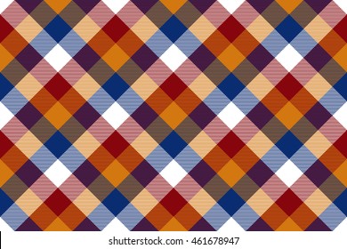 Colored diagonal check seamless fabric texture. Vector illustration. EPS10.
