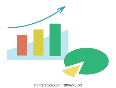 Colored diagram illustration. Schematic representation of the growth of production or activity. Simple color flat illustration. Suitable for presentations, reports, articles, etc.