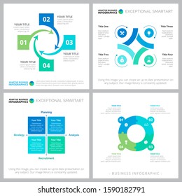 Colored diagram layout set for workflow template, annual statistics, slides, web design. Business and accounting concept with flow and cycles charts, process diagram