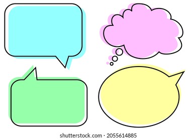 Colored Dialogue Icon Set. Shadow Effect. Message Sign. Freehand Art. Banner Design. Vector Illustration. Stock Image. EPS 10.