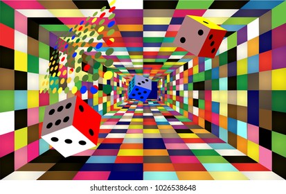 Colored dice cubes shapes abstract vector background