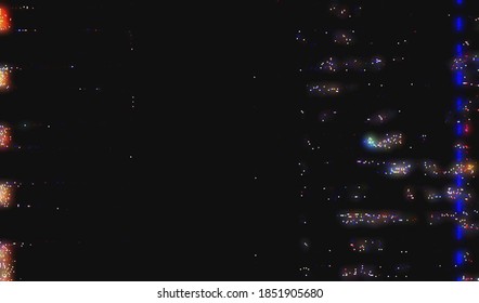 Colored digital noise on a dark background. Abstract background pixel glitch texture. Vector illustration.